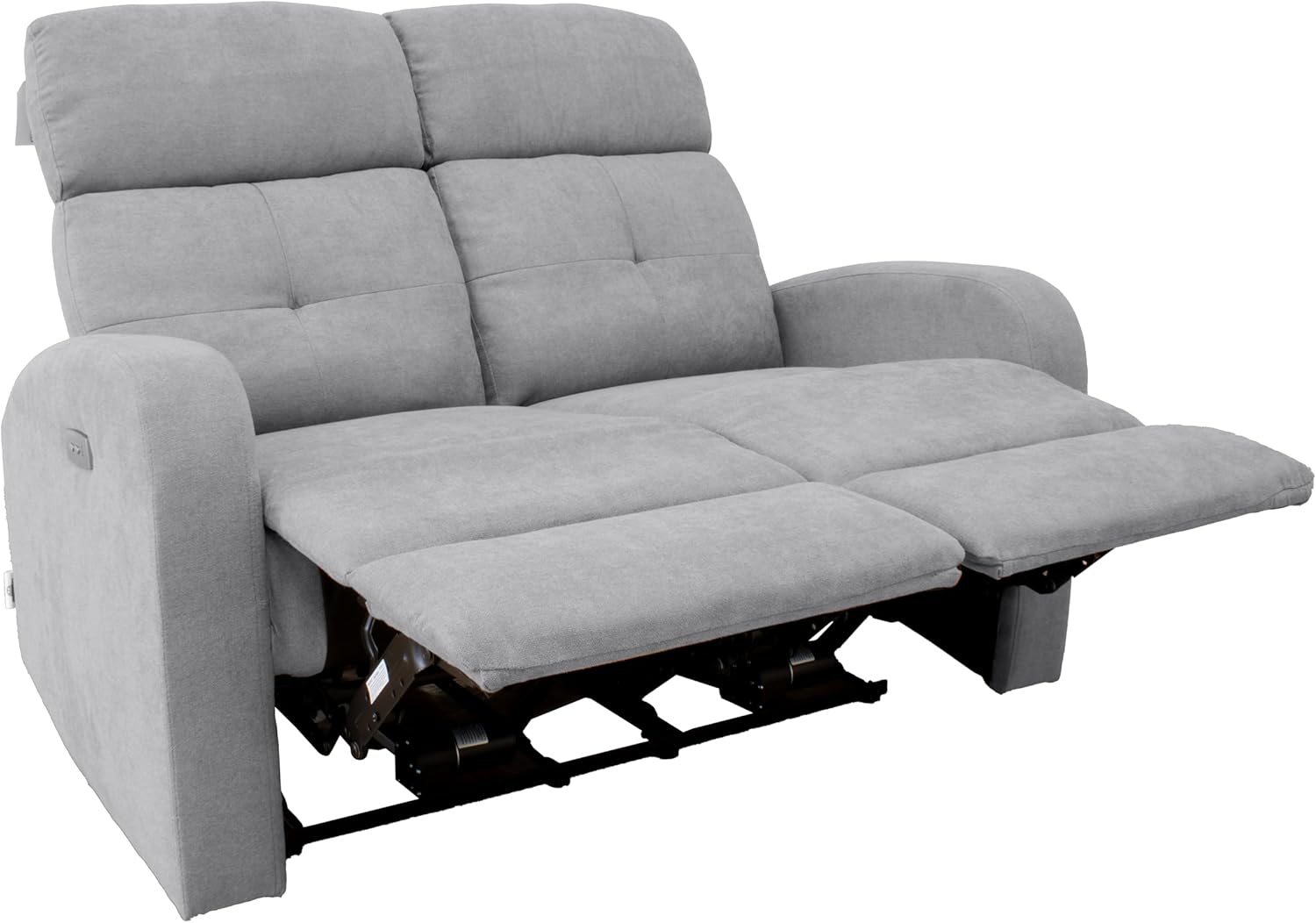 GARDENIA Elektrisches Sofa, 2-Sitzer, neigbar, mit Knöpfen, Cindy, Grau