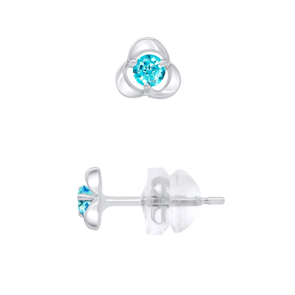 Boucles d'Oreilles BLEU TOPAZ - Or Blanc
