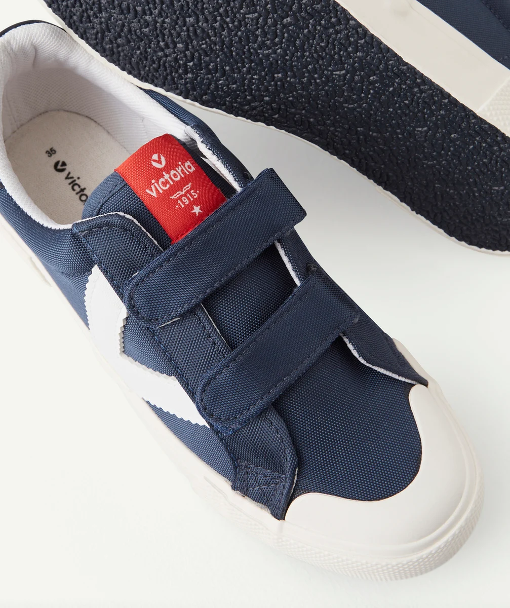 VICTORIABASKETS BLEU MARINE FILLE AVEC LOGO BLANC