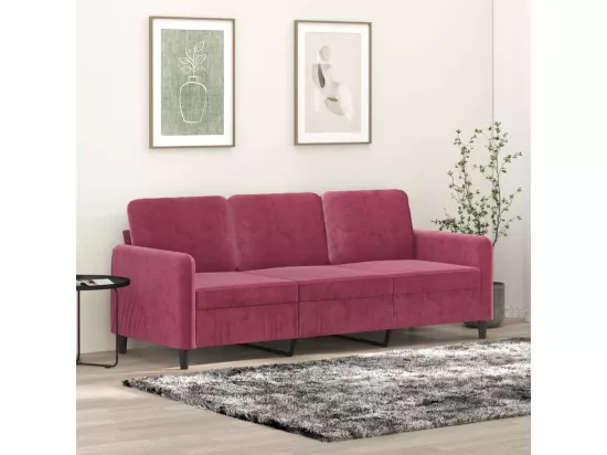 Canapé à 3 places Rouge bordeaux 180 cm Velours