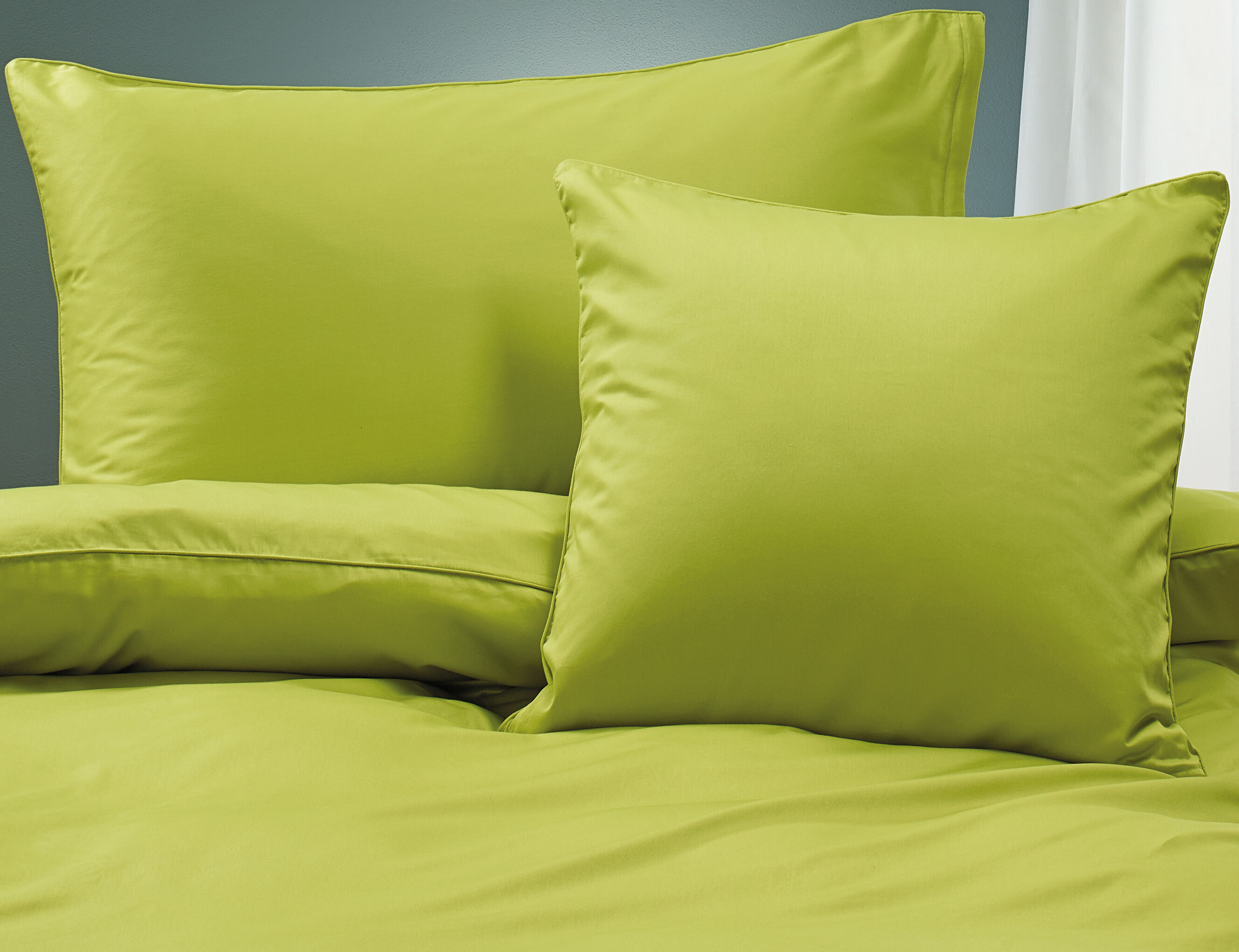 Uni Satin Bettwäsche mit Biese