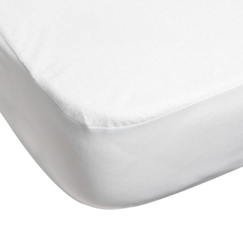 Alèse protège matelas en éponge bouclette en viscose de bambou 60x120 cm - Blanc