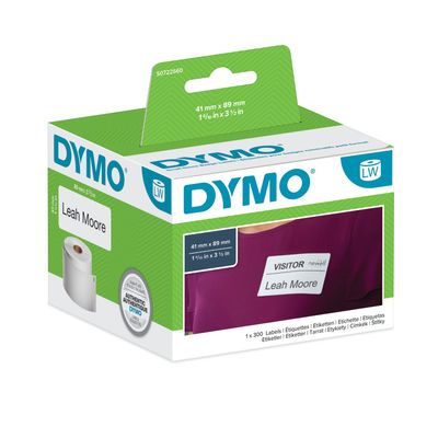Dymo LabelWriter - Ruban d'étiquettes auto-adhésives - 1 rouleau de 300 étiquettes (89 x 41 mm) - fond blanc écriture noire