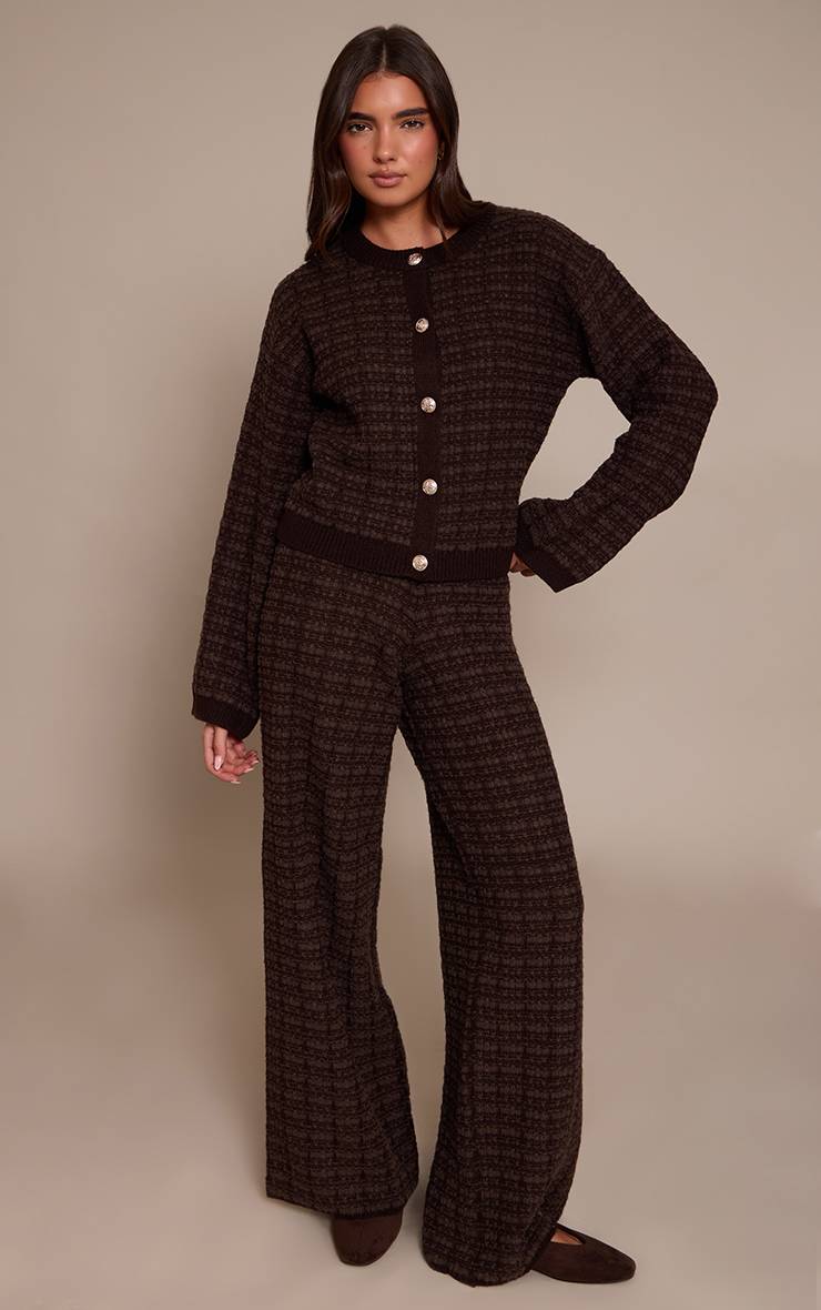 Chocolat Pantalon Large En Maille Bouclée
