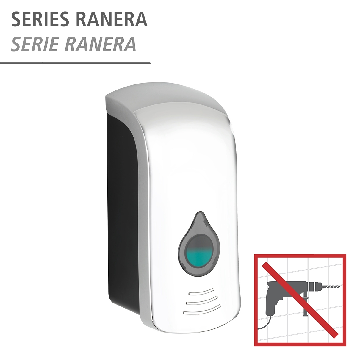 Wenko Ranera desinfectie & zeep wanddispenser 750 ml kunststof chroom