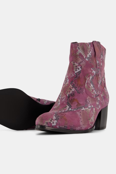 Leder-Stiefeletten, Schlangenlederoptik, Weite H