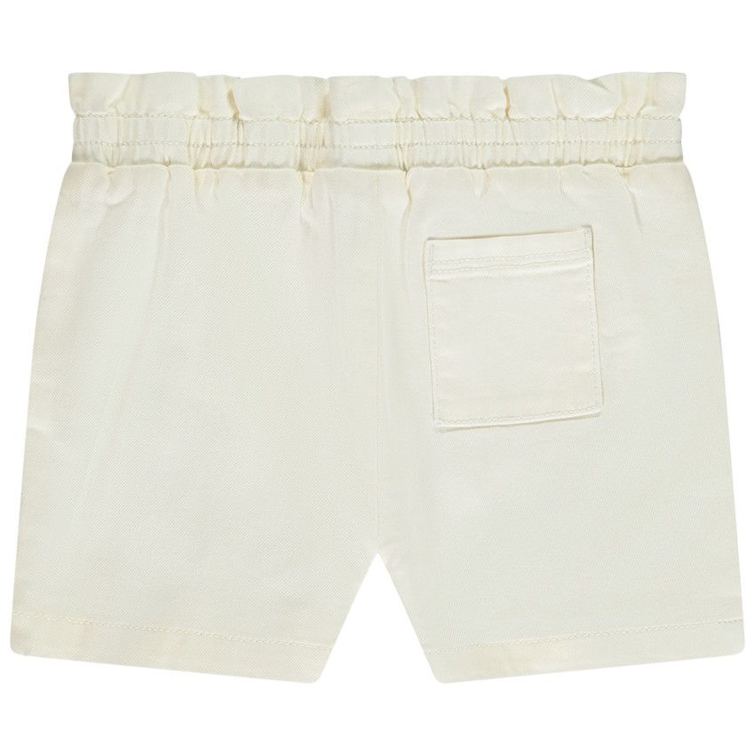 Short en jean avec fleurs brodées pour bébé fille - Ecru