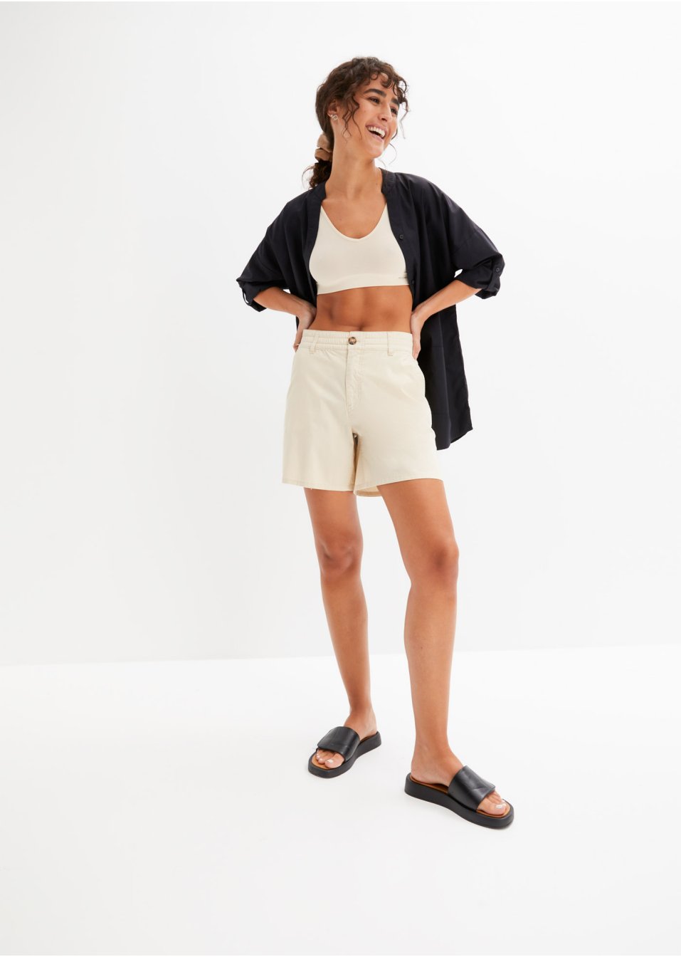 Short en twill taille haute