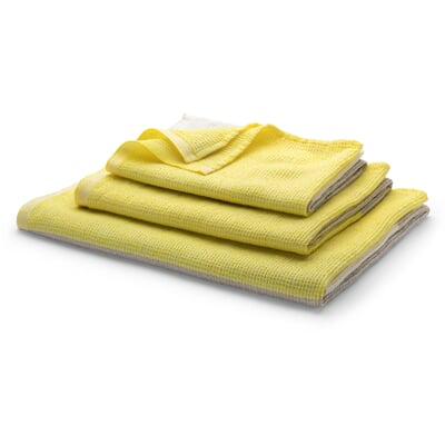 Waffelpiqué Lyocell Leinen, Gelb-Natur-Weiß, Handtuch
