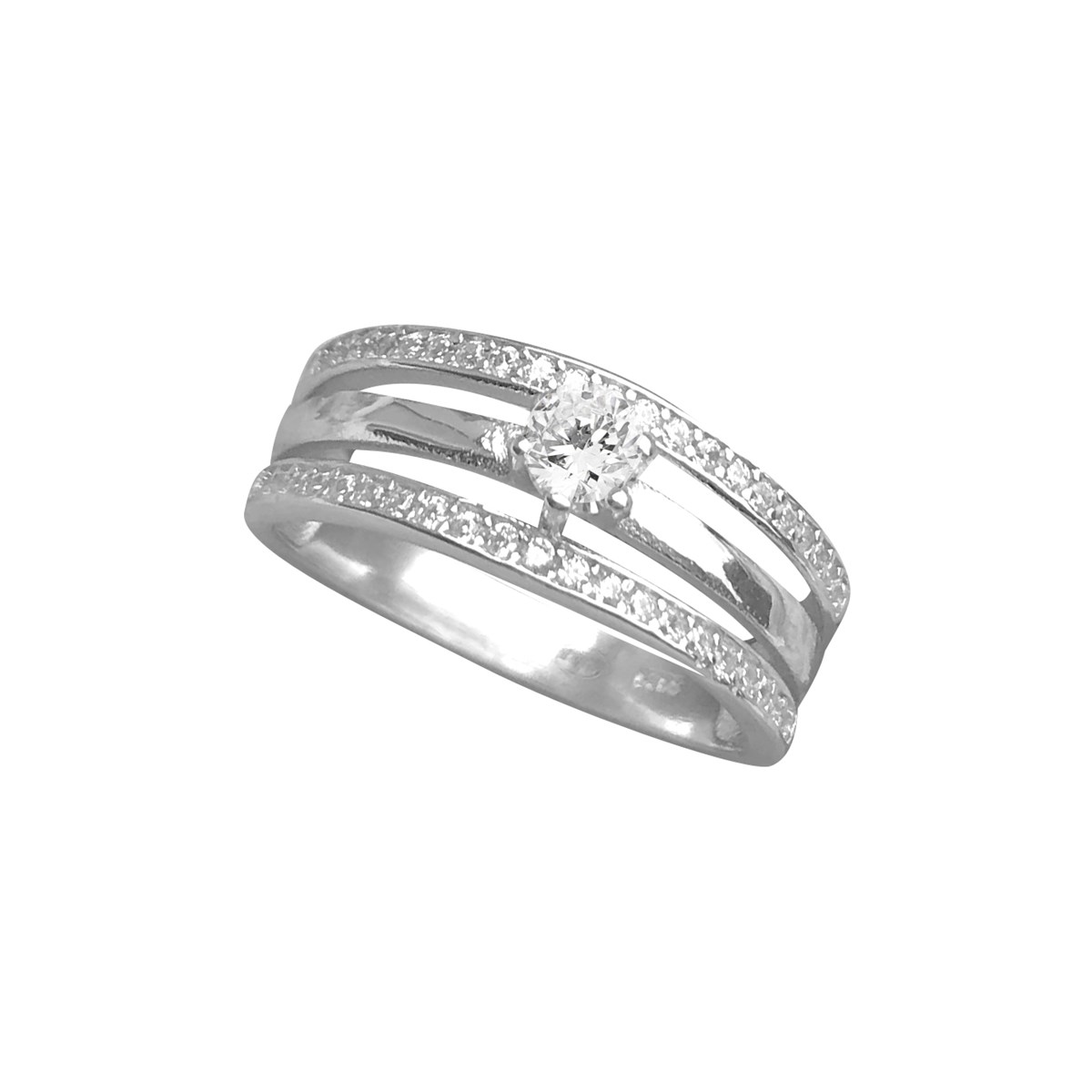 Bague argent 925 rhodié et oxyde de zirconium