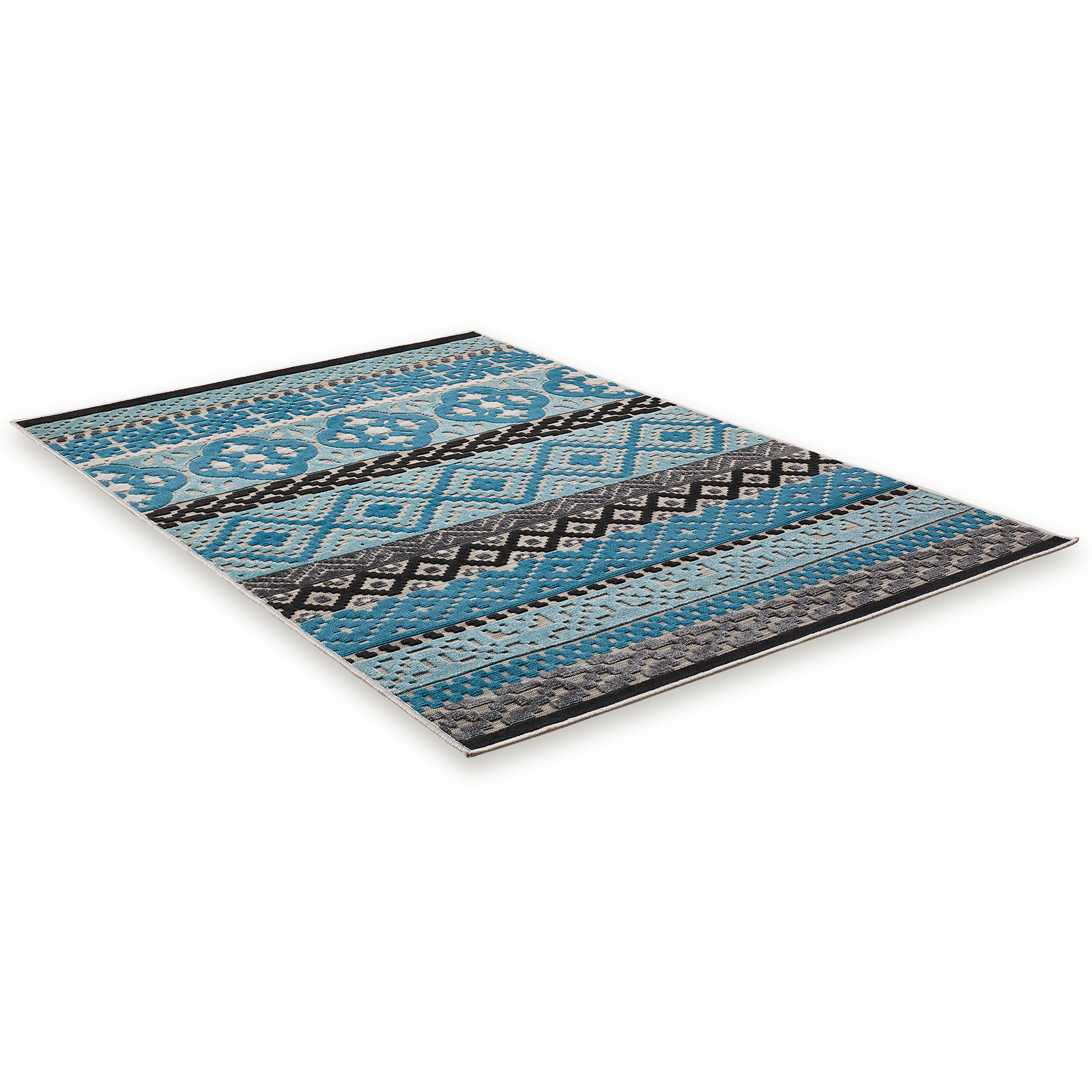 In-/Outdoorteppich - blau-schwarz - 120x170 cm