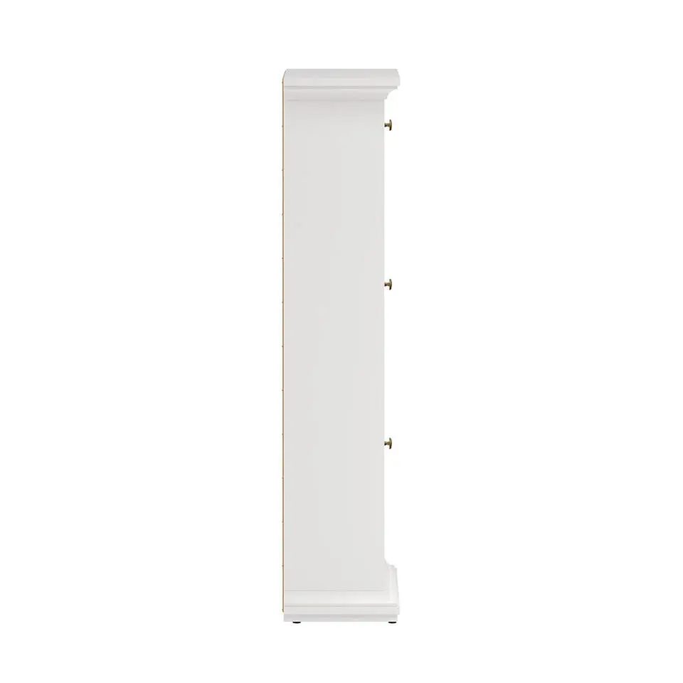 Hioshop Venedig schoenenkast met 3 klepdeuren in wit