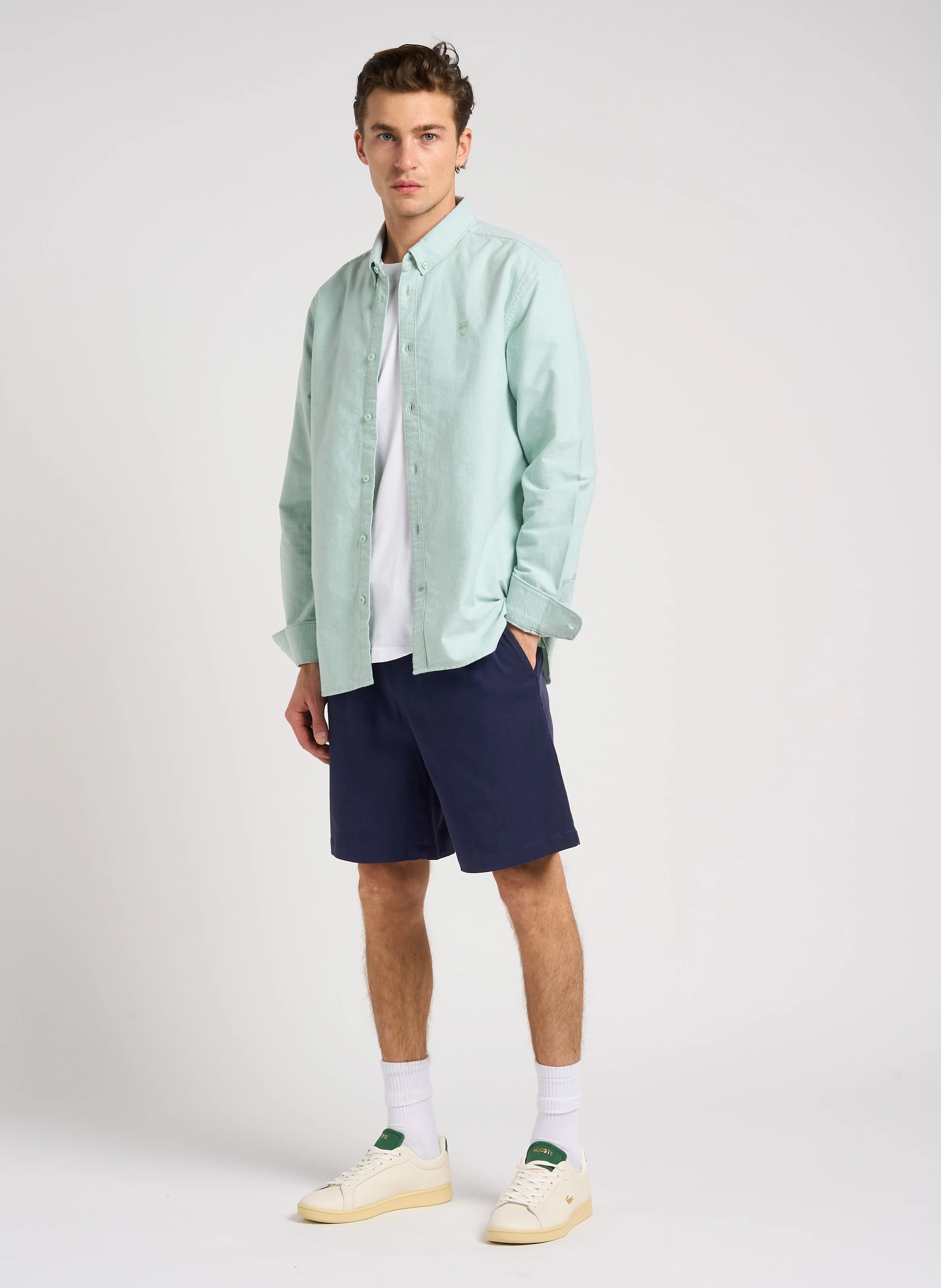 Chemise droite col classique en coton biologique | Vert