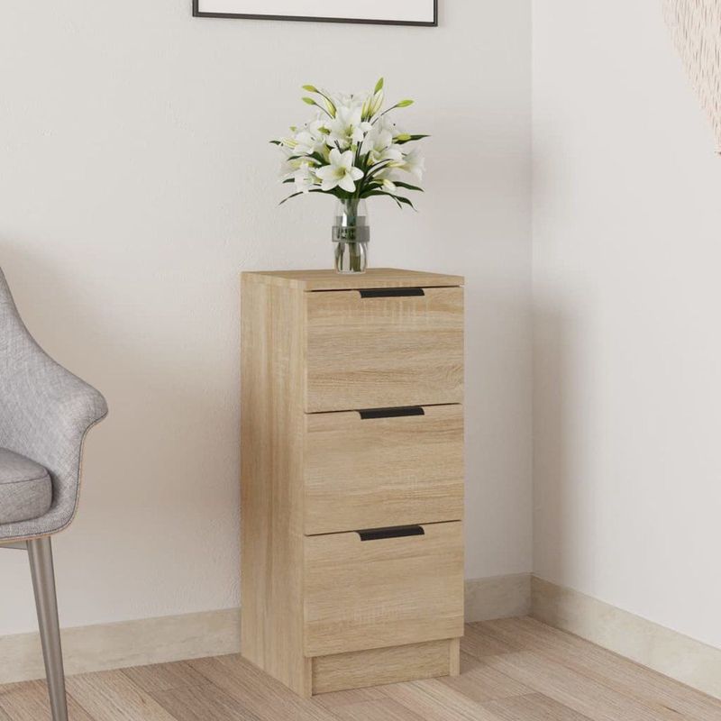 vidaXL - Dressoir - Sonoma Eikenkleurig - Bewerkt Hout - 3 Lades