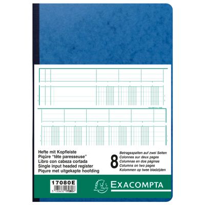 Exacompta - Piqûre à tête paresseuse - 8 colonnes sur 2 pages - 29,7 x 21 cm - 80 pages