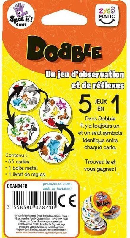 Asmodee - Dobble Dieren - Bordspel - Dierenthema - Voor 2 tot 8 Spelers