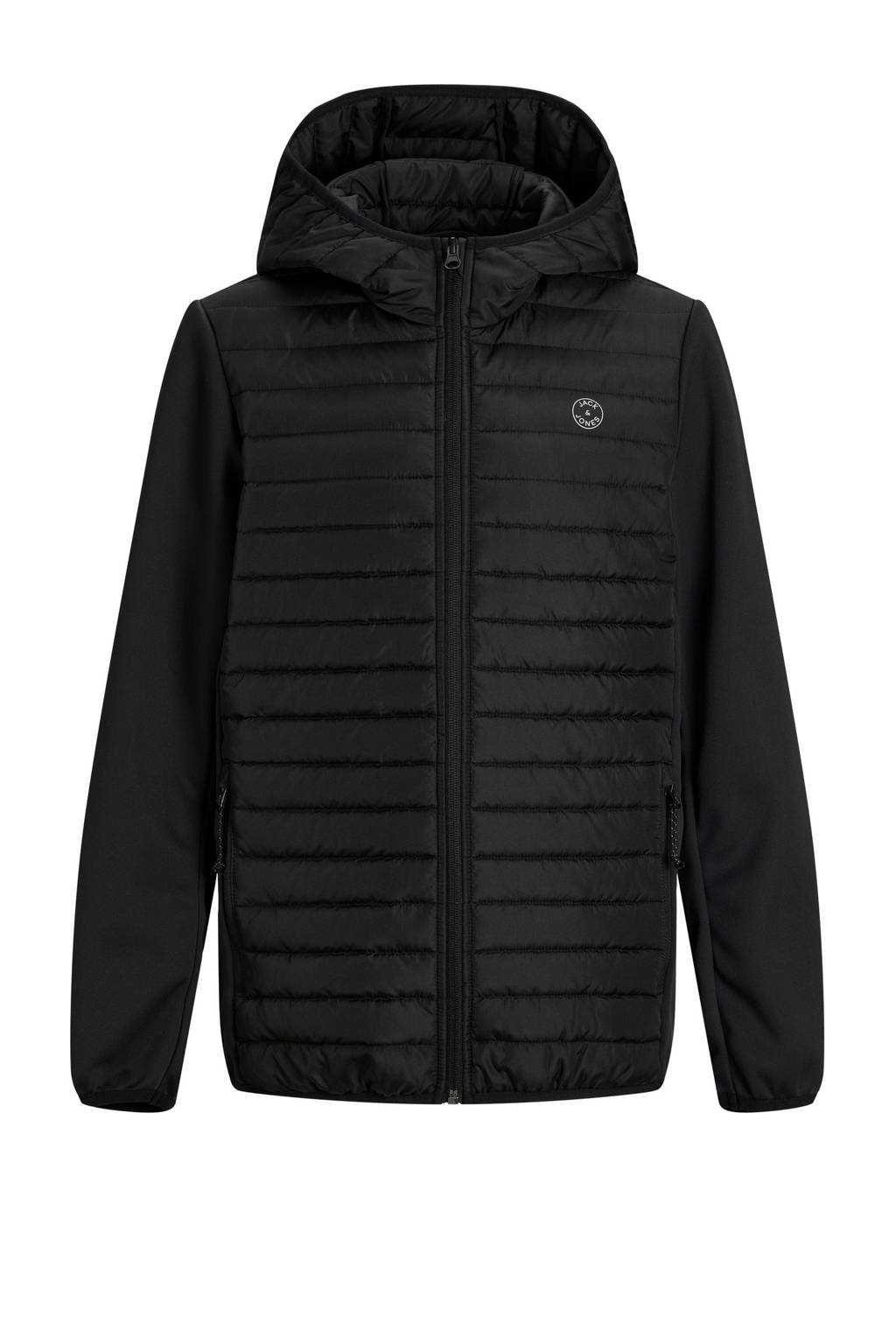 JACK & JONES gewatteerde tussenjas JJEMULTI met logo zwart