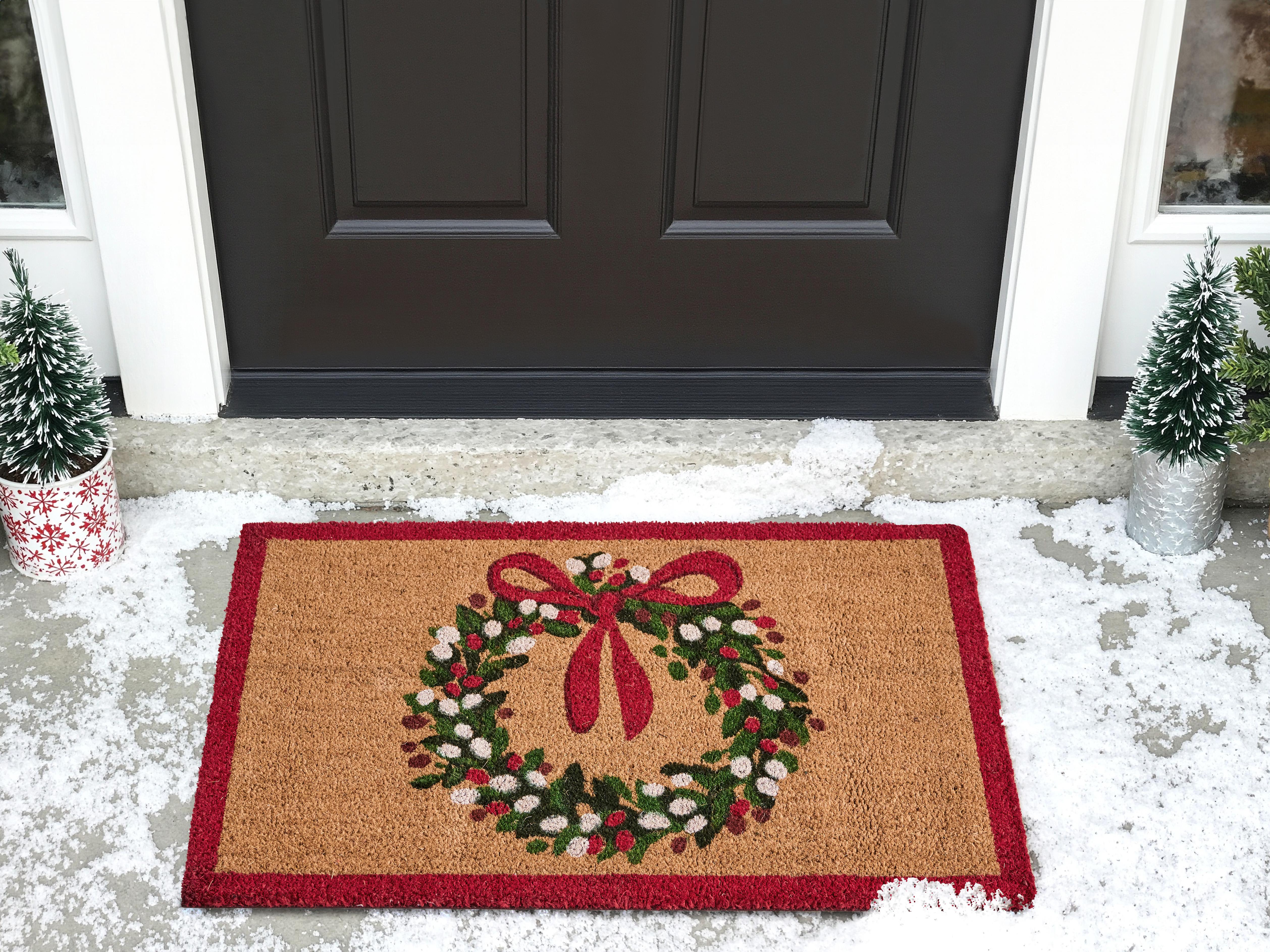 Deurmat BULUSAN Natuurlijk 60 x 90 cm Kerstpatroon Kokos