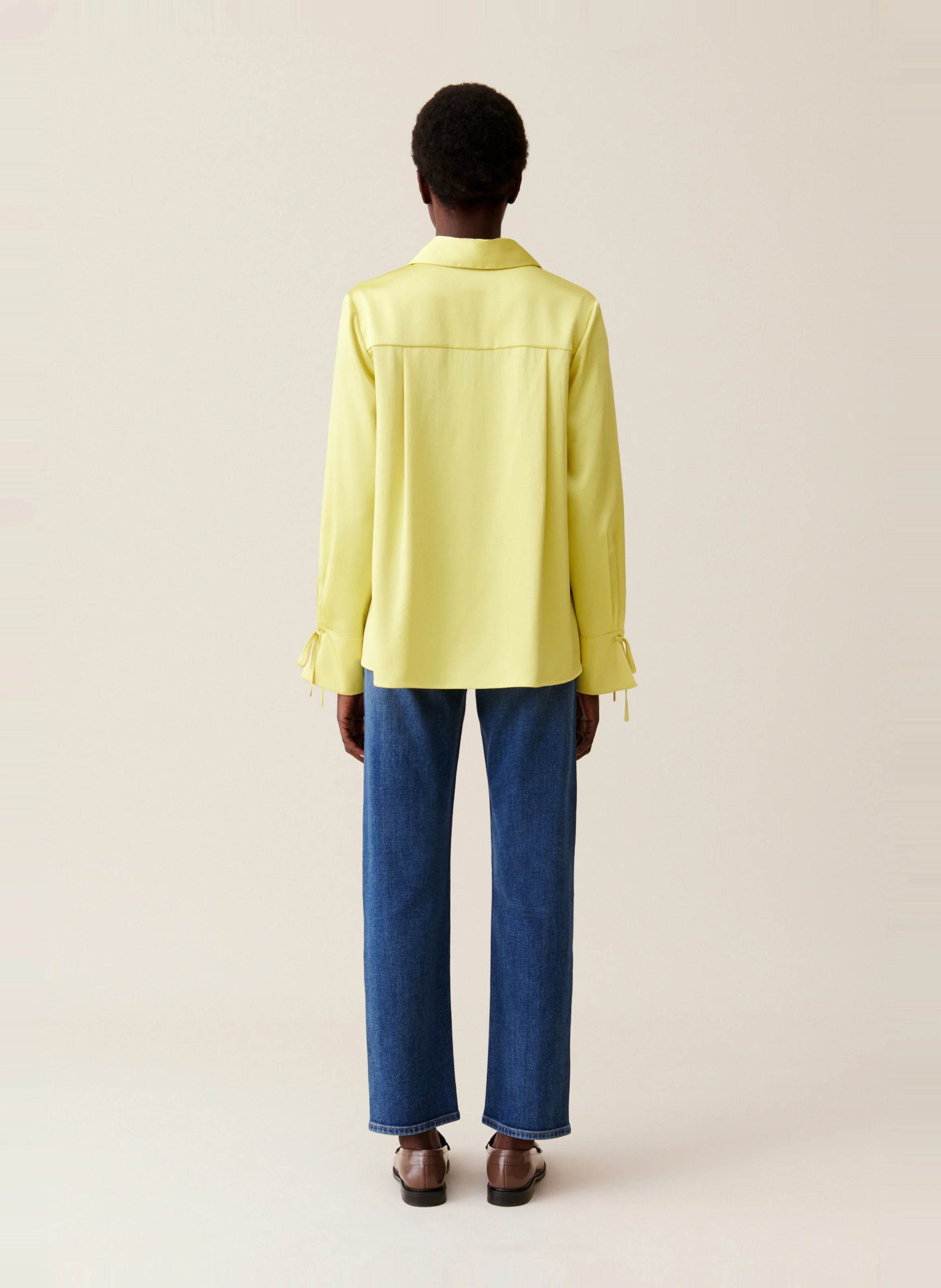 Blouse fluide col ouvert | Jaune