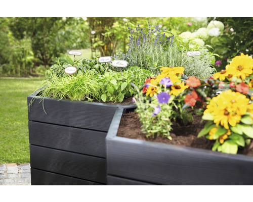 Klassieke verhoogde tuinbak GARANTIA ERGO Vario 1 incl. Flora waterbesparend systeem 190 x 190 x 50 cm hout