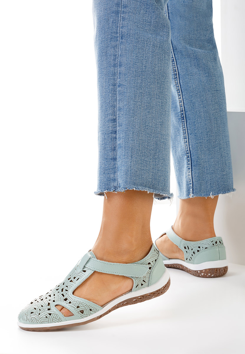Ballerines femme en cuir bleus Mihely