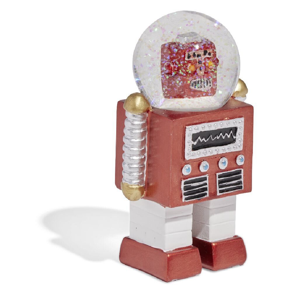 Robot avec tête boule à neige rouge H13cm