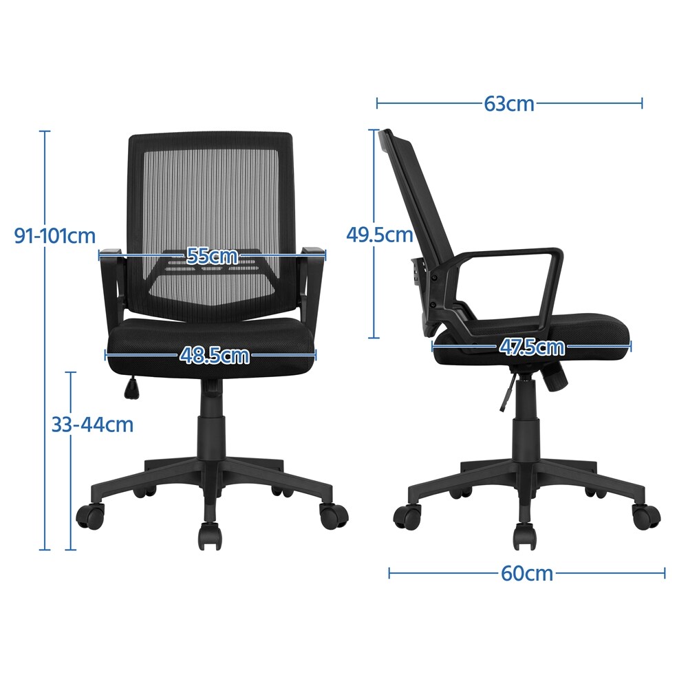 Yaheetech Bürostuhl Schreibtischstuhl ergonomischer Drehstuhl Chefsessel Wippfunktion mit Armlehnen,Schwarz