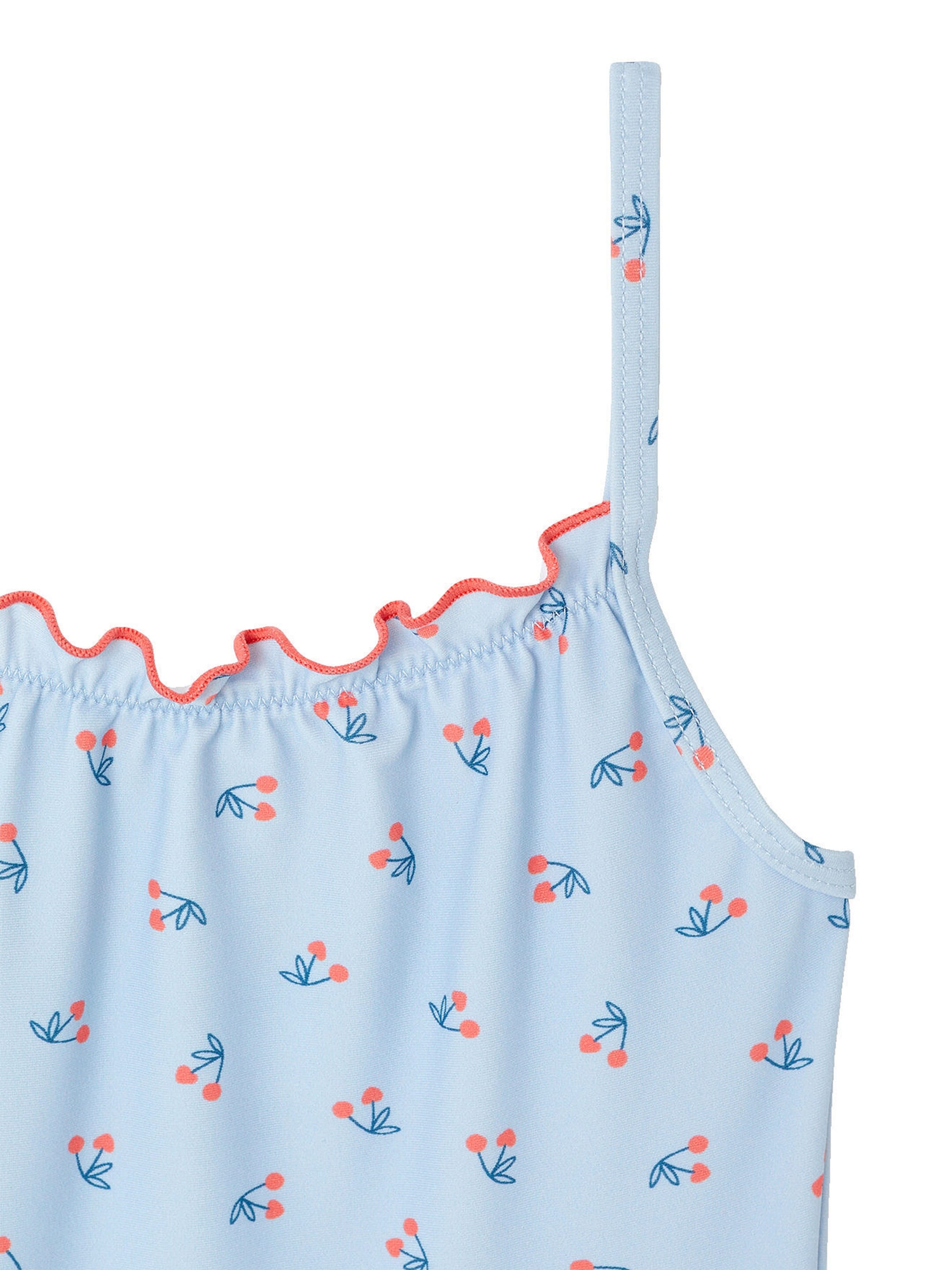 Vertbaudet Mädchen Badeanzug mit Kirschen himmelblau