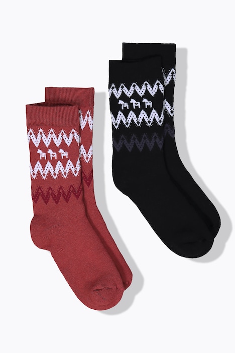 Socken, 2er-Pack, Norwegermuster, Biobaumwolle