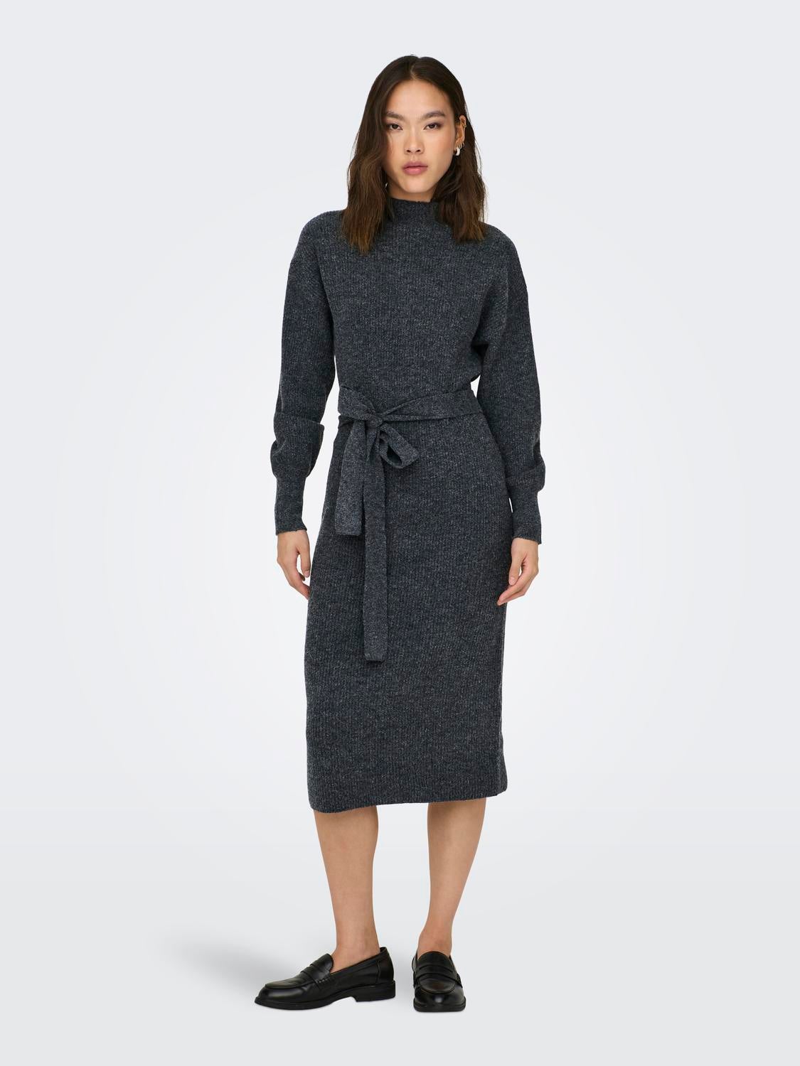 ONLTHILDE Langes Kleid Dark Grey Melange