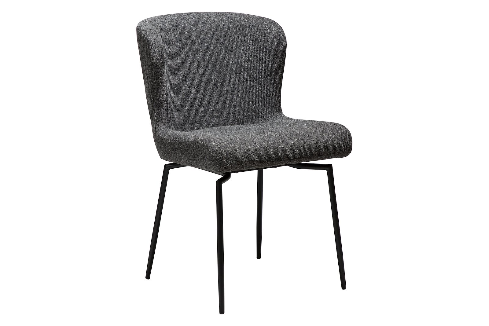 Glam spisestol Med sving og autoretur. Tekstil Bouclé Pebble Grå med sorte ben