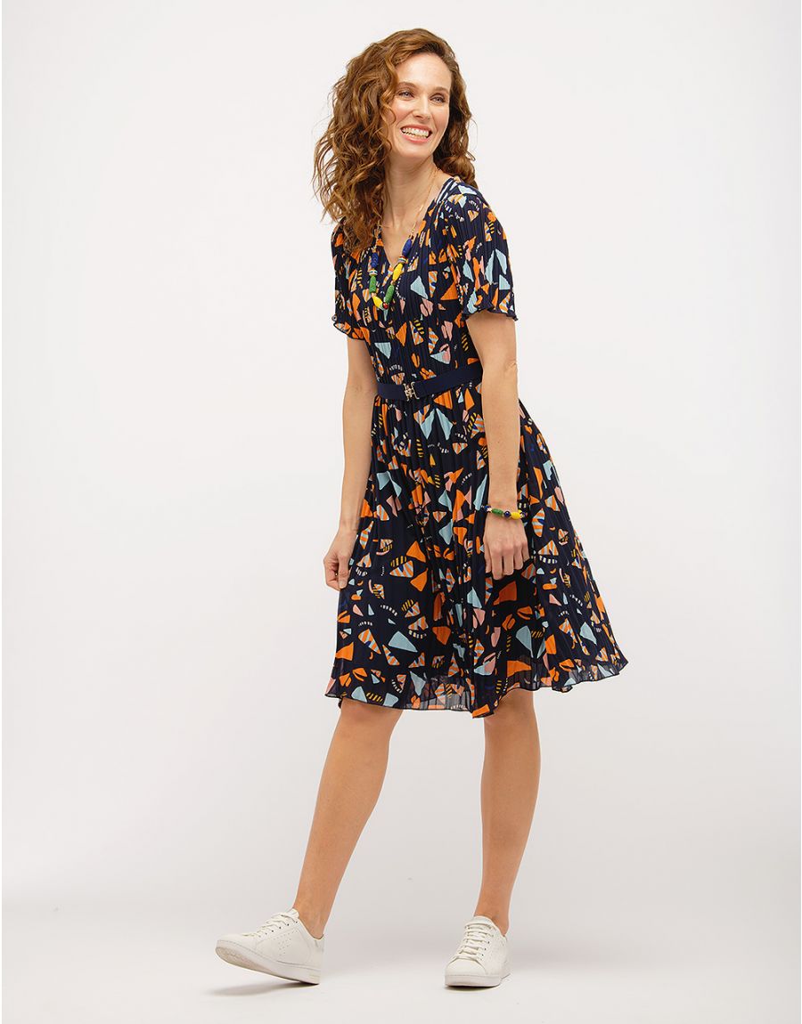 Robe plissée bleu marine