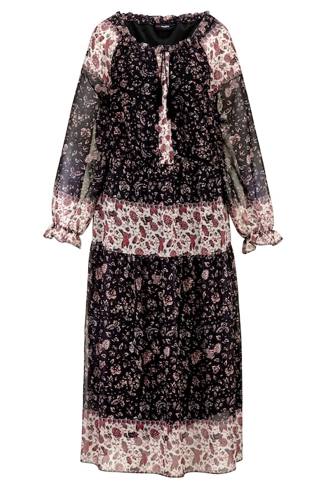Maxikleid, Mustermix, Rundhals mit Schlitz