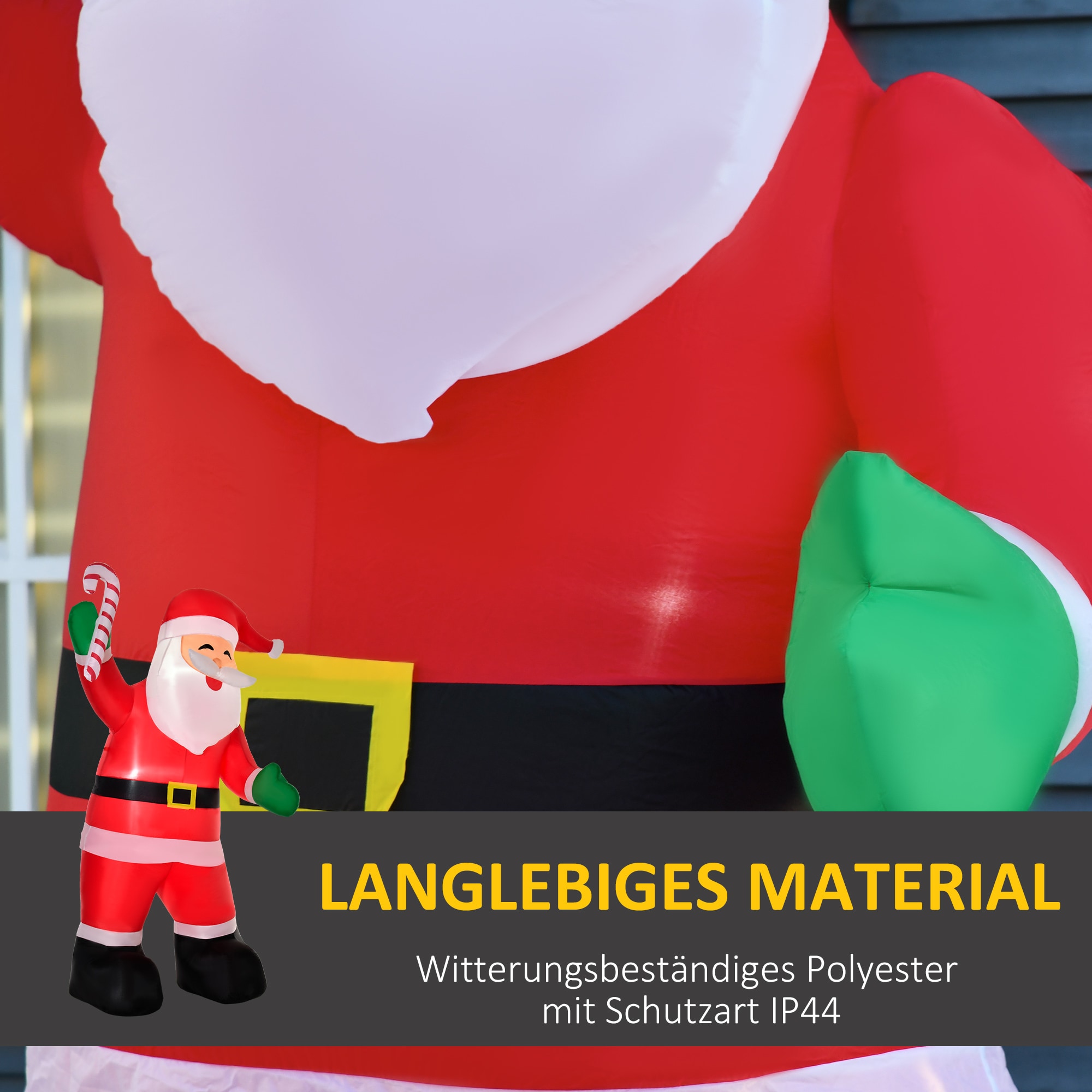 HOMCOM Aufblasbarer Weihnachtsmann mit Gebläse und LED-Licht bunt 160B x 85T x 243H
