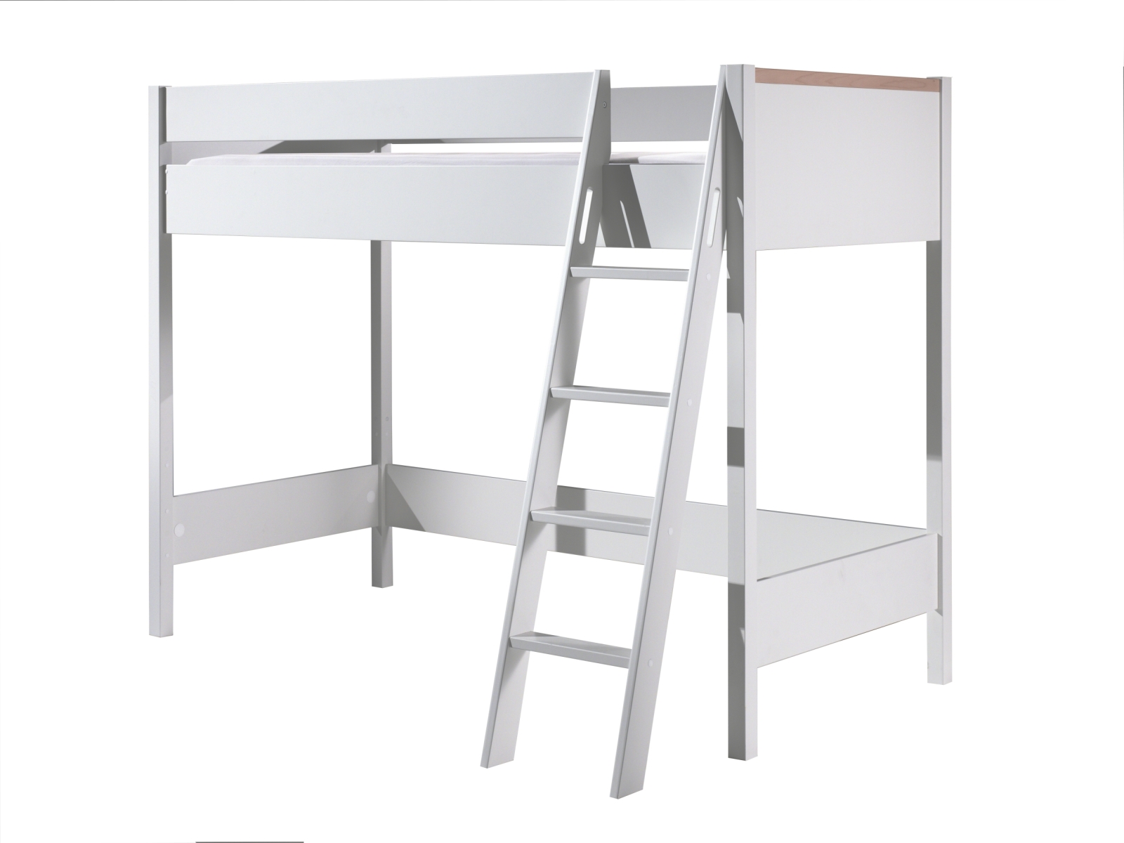 Hochbett LONDON - weiß-Buche massiv - 90x200 cm