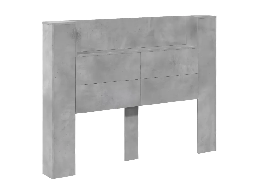 Armoire tête de lit avec LED gris béton 140x16,5x103,5 cm