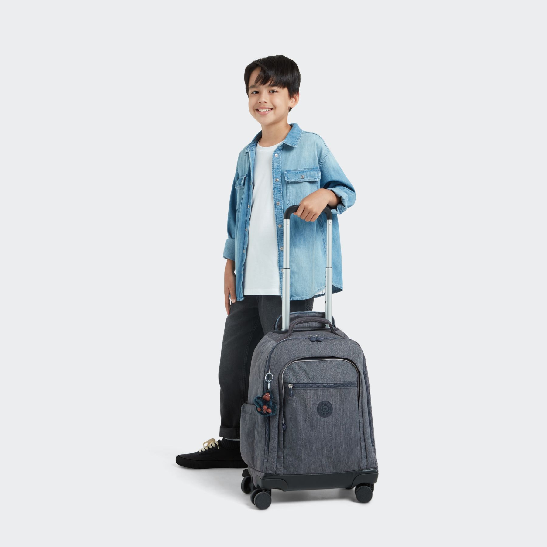 NEW ZEA Grand sac à dos à roulettes pour enfants avec protection pour ordinateur - Marine Navy