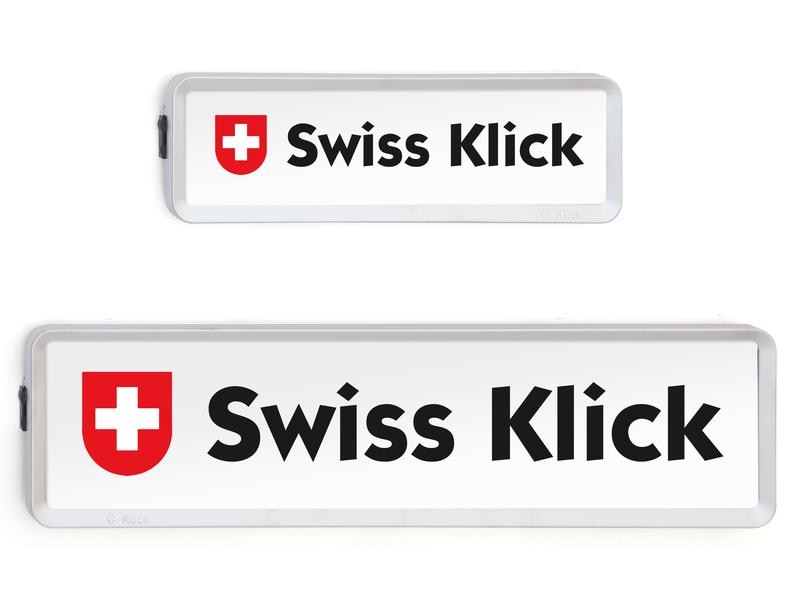 Swiss Klick Kennzeichenhalterset Langformat Chrom Matt Nummernschild-Set 8 x 30 cm und 11 x 51 cm