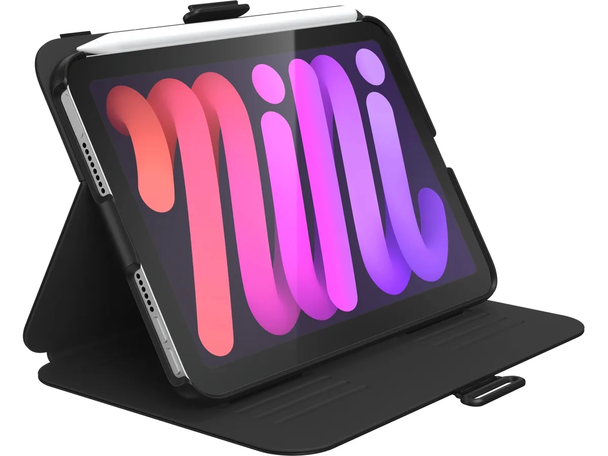 iPad Mini 7 (2024) / Mini 6 (2021) Balance Folio Antimikrobielle Leder Tasche Smart Cover Hülle (142573-1050) - Schwarz