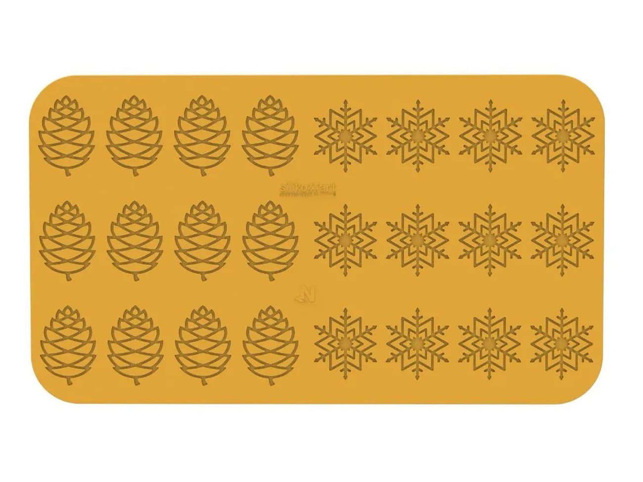 Moule silicone Naturae - 24 pommes de pin et flocons - 47 x 27 cm - Silikomart