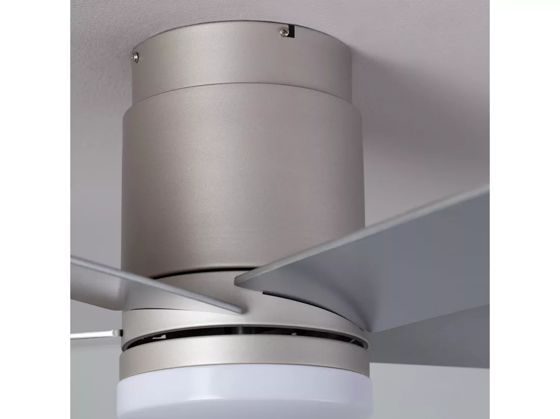 Ventilateur de Plafond Silencieux Flatiron 132 cm Moteur DC Argent Télécommande Avec lumière