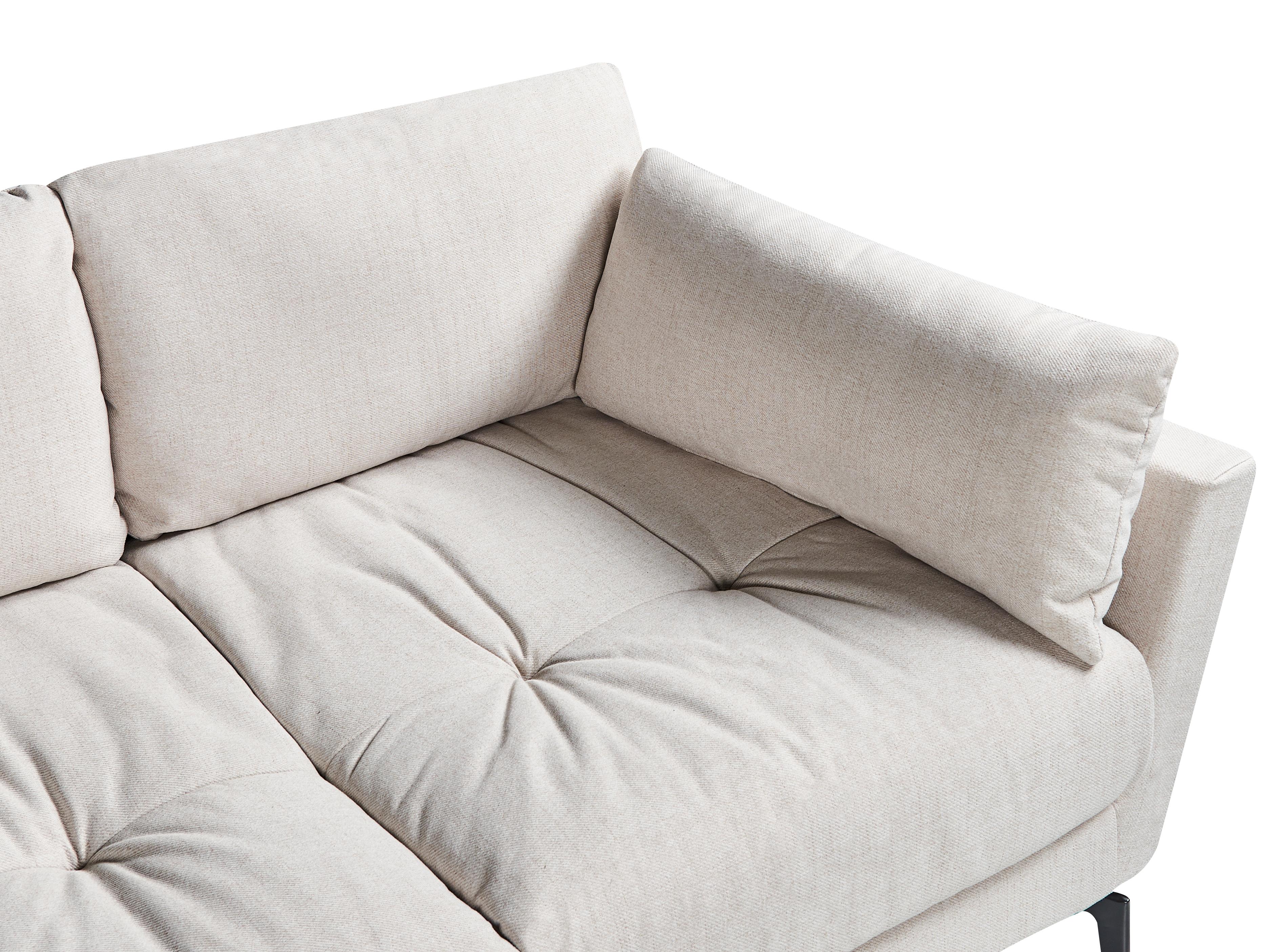 Bank 4-zits NENOLA Stof Lichtbeige