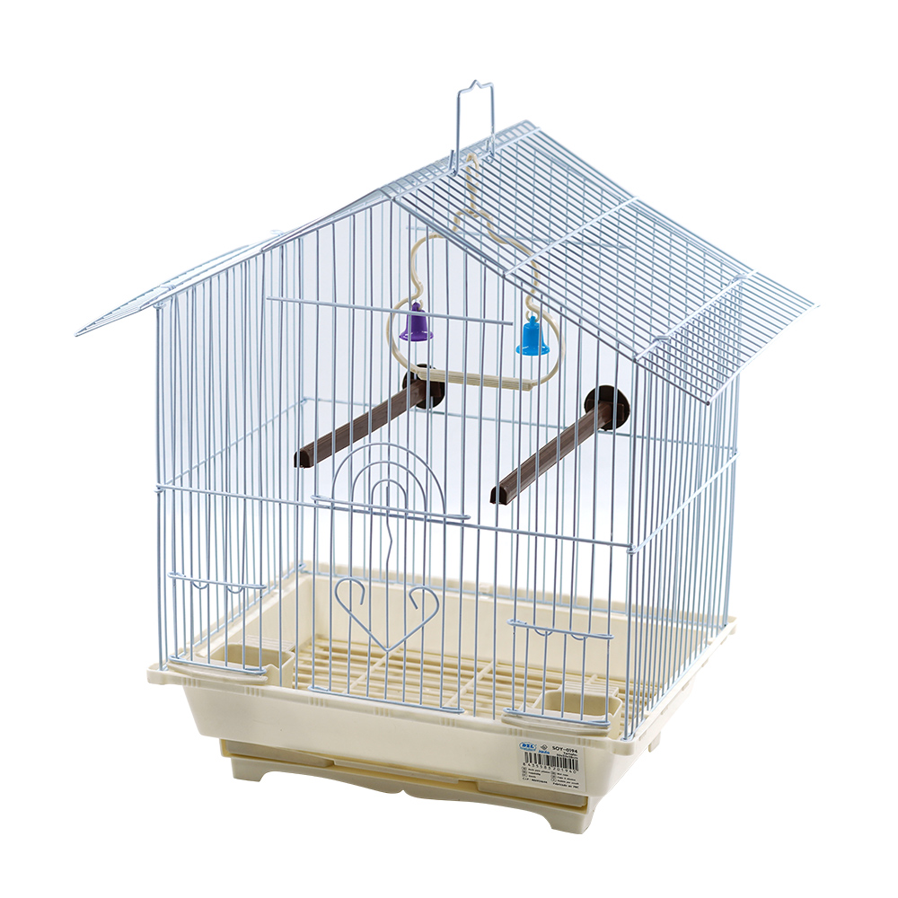 Gaiola para pássaros DZL com comedouros, poleiros e balanços (38*30*23cm) - Cor aleatória.