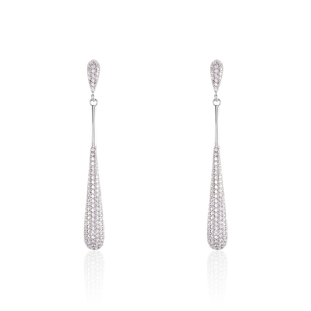 Boucles D'oreilles Pendantes Chandell Argent Blanc Oxyde De Zirconium