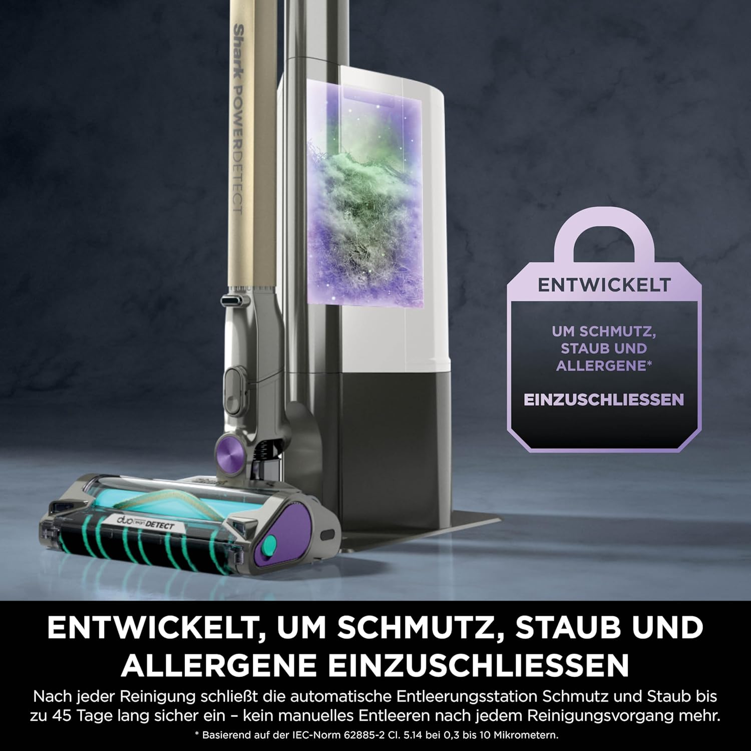 Shark PowerDetect Clean & Empty Akku-Staubsauger für Haustierbesitzer, DuoClean Detect, Reverse Clean, Anti Hair Wrap Plus, Anti Odour, Haustier-, Fugen- & Multi-Oberflächen-Aufsatz, Grau IP3251AMZEUT