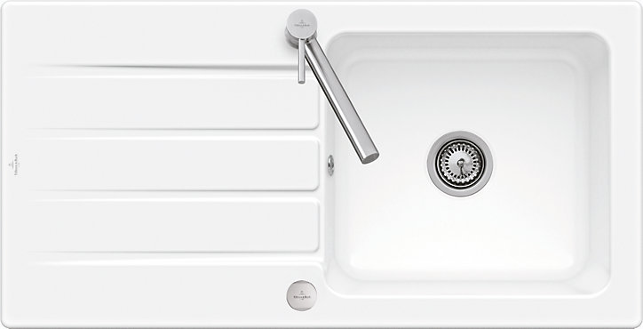 Évier de cuisine en céramique 1 cuve à encastrer Villeroy & Boch Collection blanc brillant