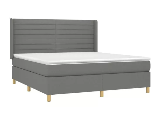 Sommier tapissier et matelas et LED Gris foncé 180x200 cm Tissu