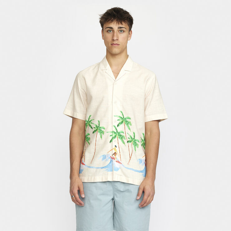 RVLT - Revolution Short sleeved shirt with a cuban collar in a thin cotton -sl Offwhite