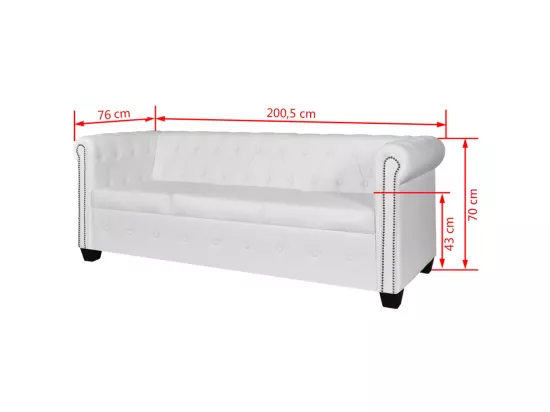 Canapé Chesterfield à 3 places cuir synthétique blanc