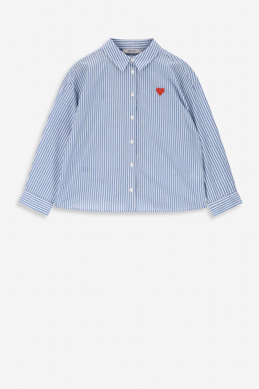 Blauwe gestreepte blouse met hartje